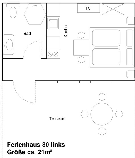 Grundriss Ferienhaus 80 links Grundriss Ferienhaus 80 links